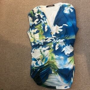 Roberto Cavalli Blue and Green Abstract Blouse